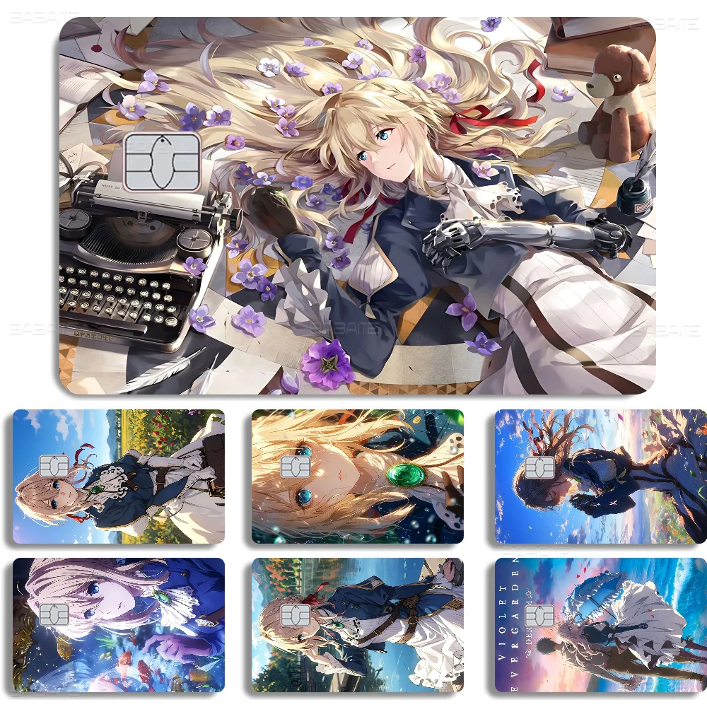 Japanese V-Violet E-Evergarden Credit Card Skin Stickers For VISA Bank Card Transportation Card Waterproof Sticker Anti-scratch