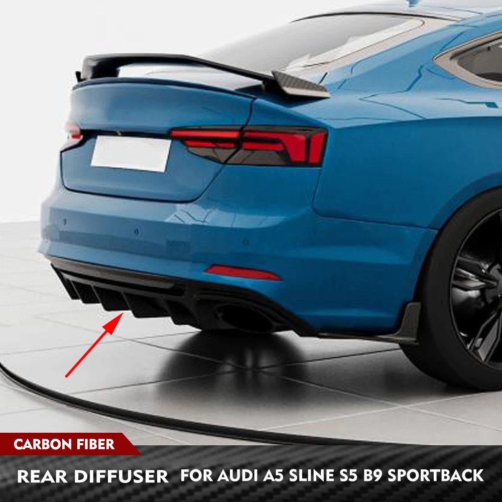 For Audi A5 Sline S5 B9 Sportback 2017-2019 Rear Chin Lower Protective Guard Body Kits Cararbon Fiber Car Rear Diffuser Spoiler