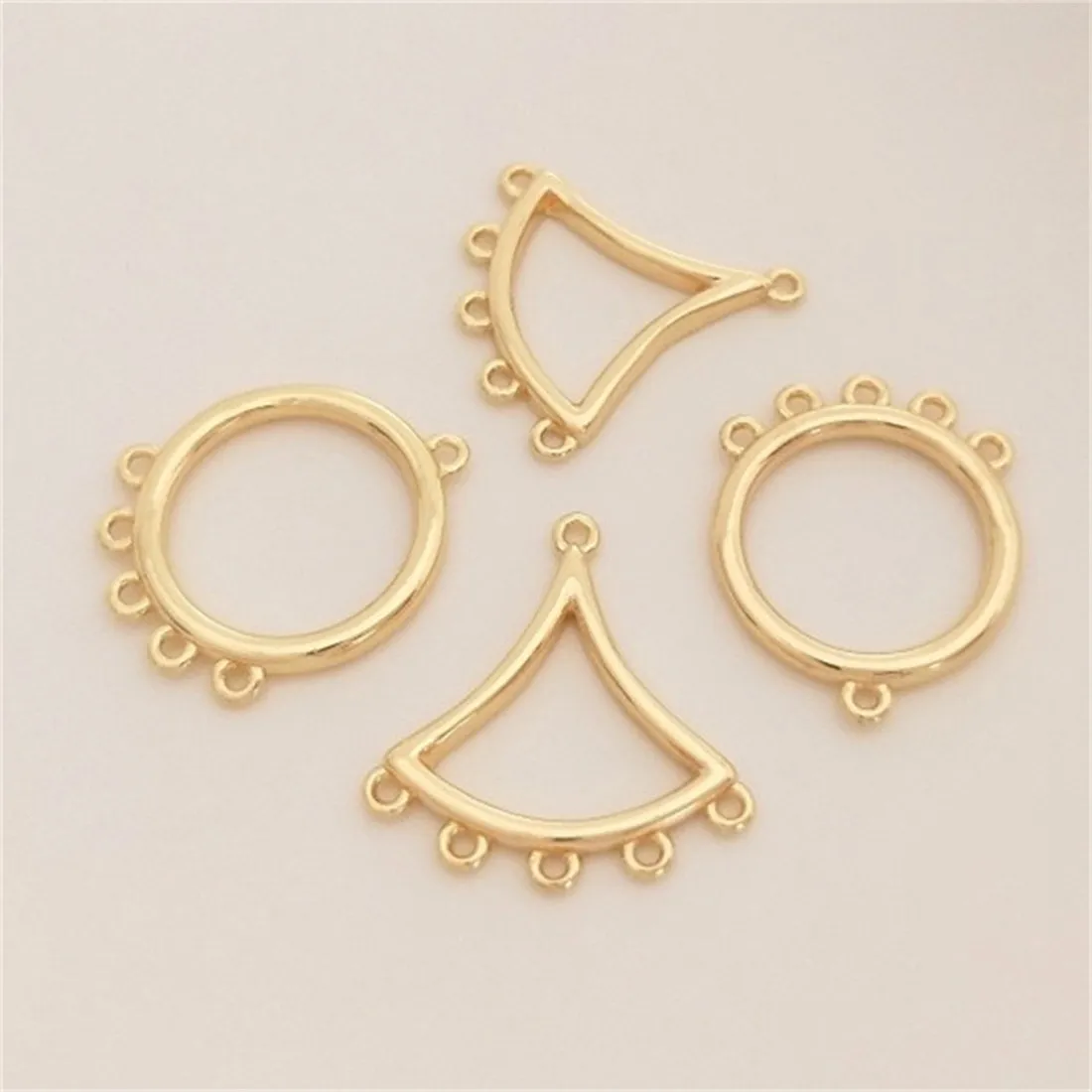 

Handmade Jewelry DIY Accessories 14K Gold Wrapped Circular Skirt Fan-shaped Five Hanging Tassel Connector Earring Material D008