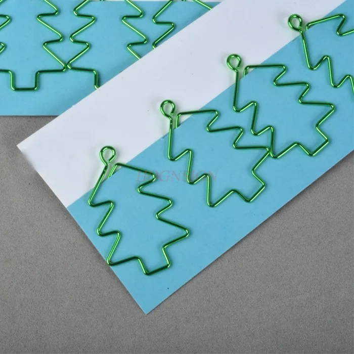 6pcs Bright Green Christmas Tree Paper Clips Creative Bookmark Colorful Paper Clips Cartoon Clip Metal