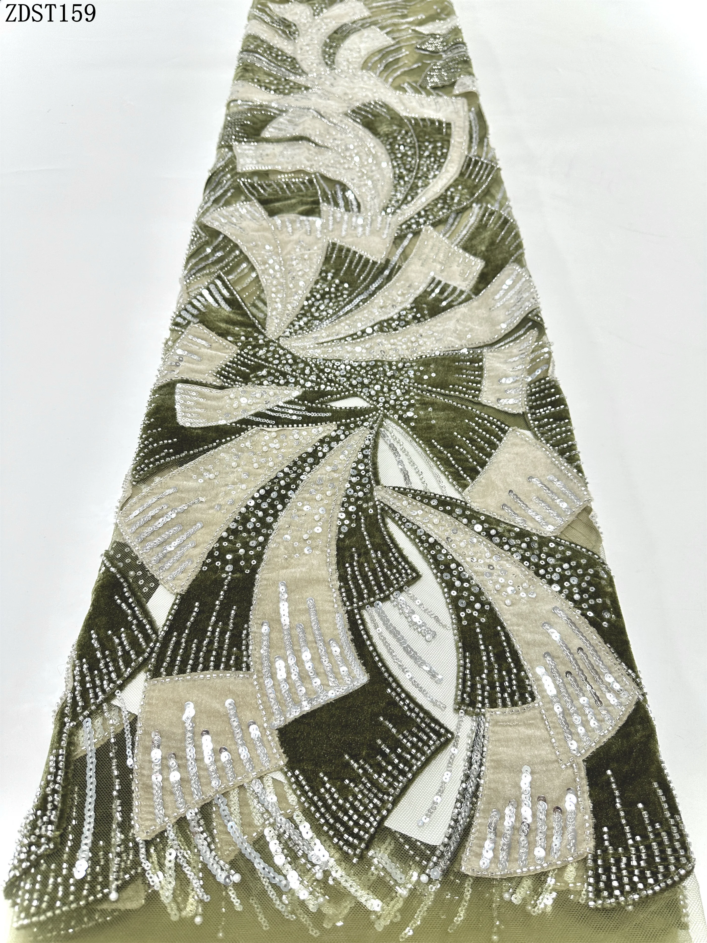 

High Quality Sequins Beaded Lace Fabric Nigerian Groom Embroidery African Sequins Beaded Lace Fabric Nigerian Groom Embroidery