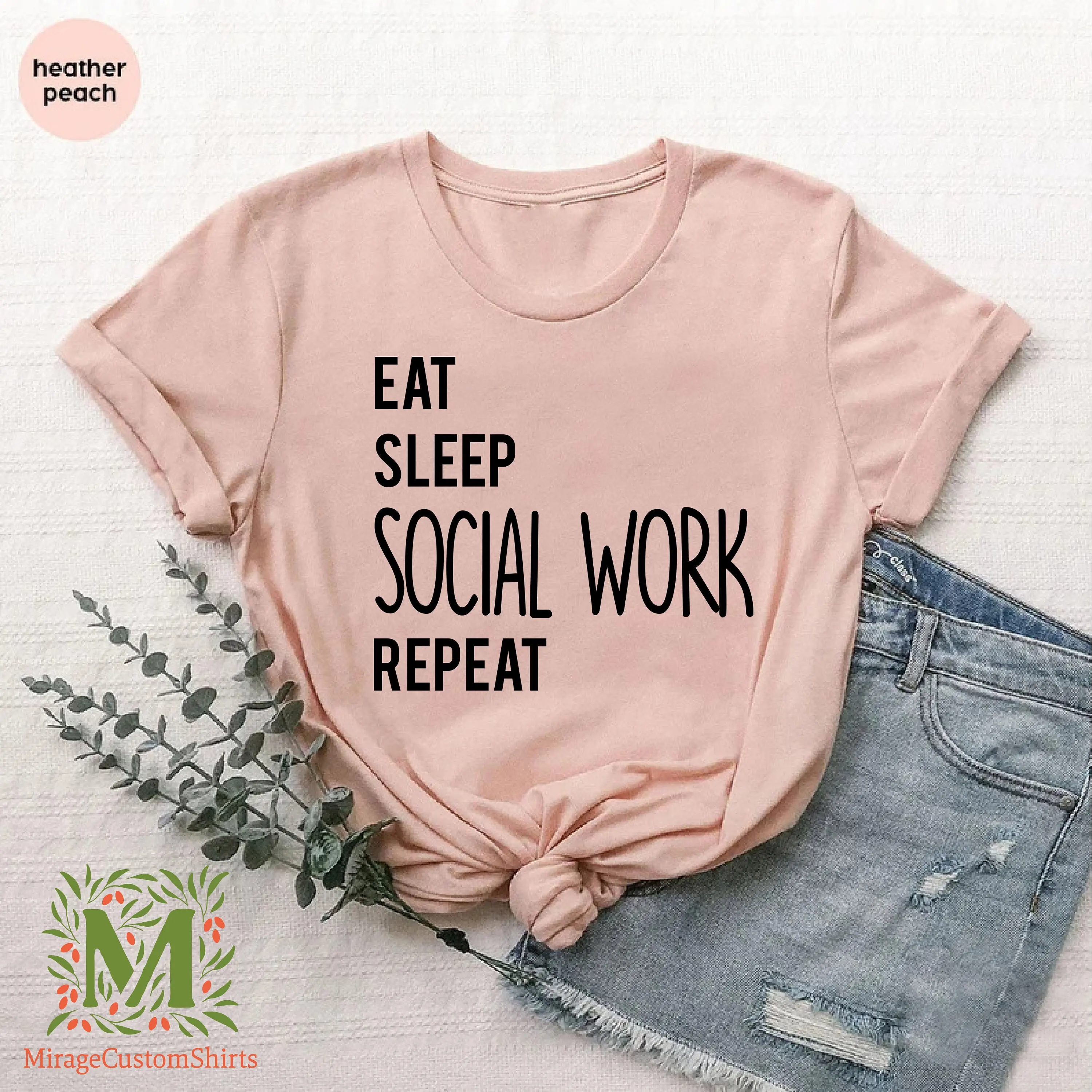 Work Motivation T Shirt Social Worker Eat Sleep Repeat WorkouT