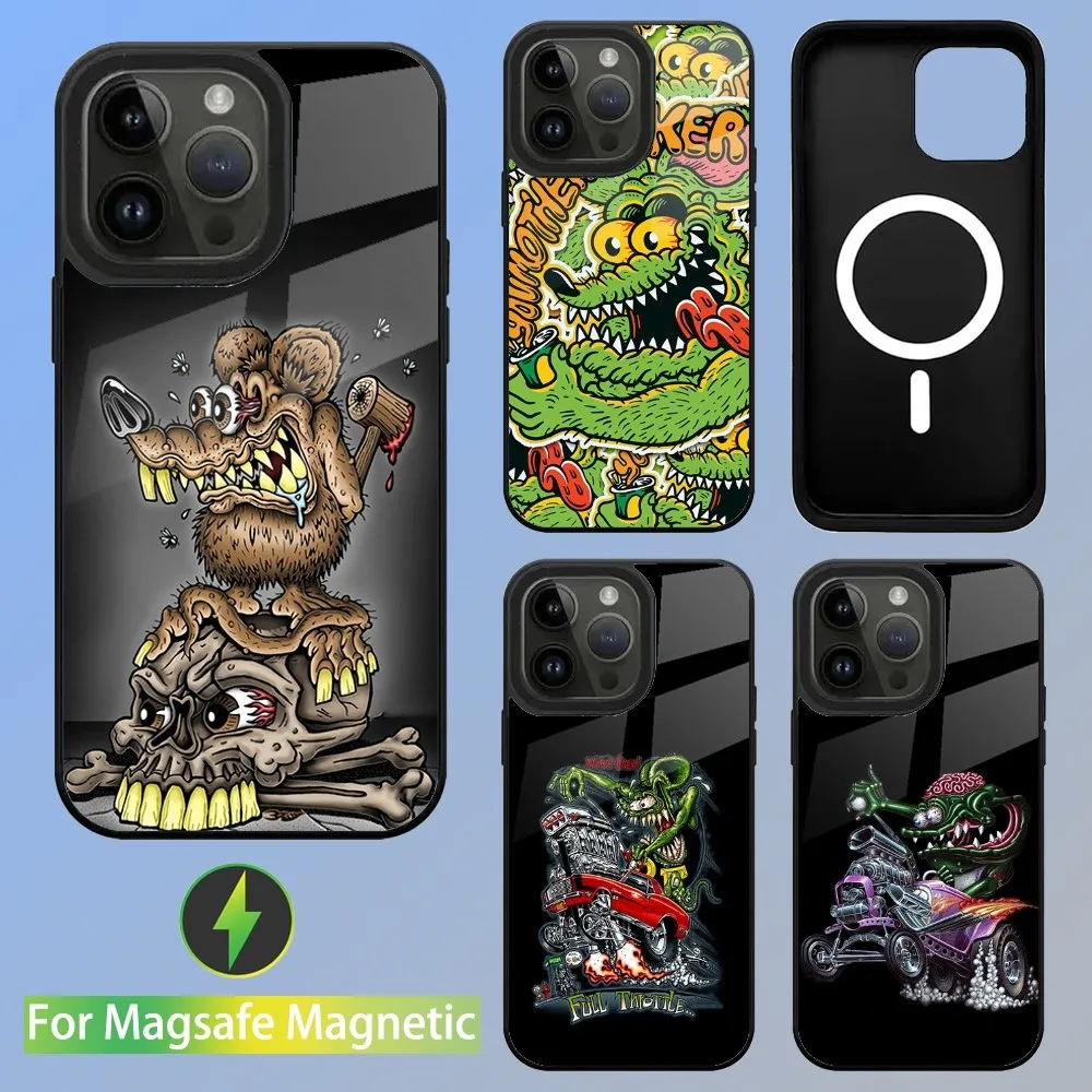 

Cartoon R-Rat F-Funk Phone Case For iPhone 15,14,13,12,11,Plus,Pro,Max Mini Magsafe Magnetic Wireless Charging
