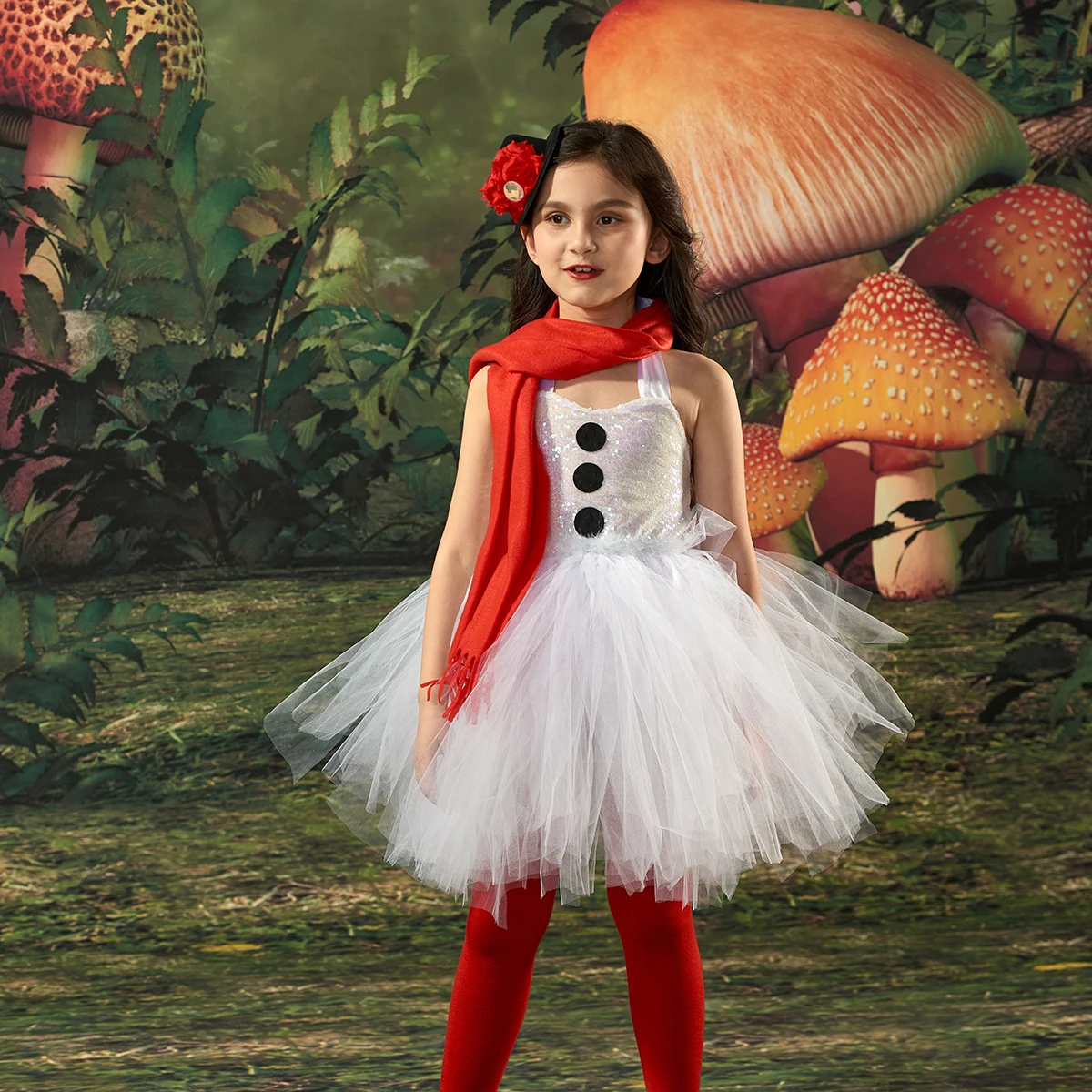 Girls Chirstmas Costume Sequins White Snowman Tutu Dress Kids Princess Holiday Xmas Party Clothes Baby Tutu Gown Vestidos