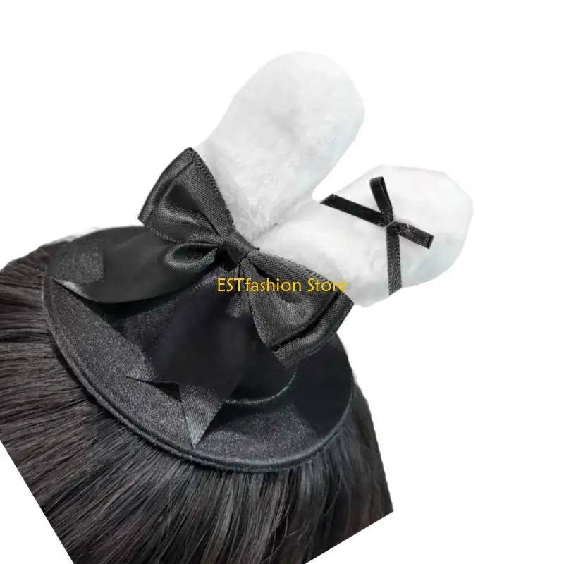 Y5GC Anime Top Hat Hairpin Japanese Fashion Bowknot Rabbit Ears Hair Clip Styling Accessory For Women Teens Theme Party