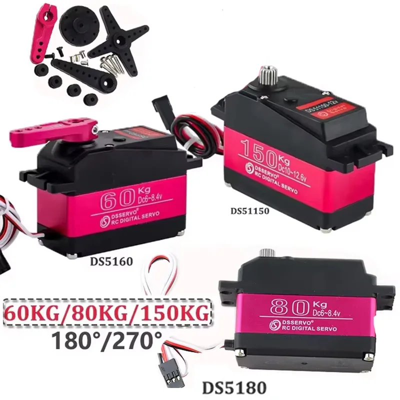 

High Torque 150KG/80KG/60KG Digital Servo 180/270 Degree Motor Steel Gears Servos DIY Toys Parts for RC Drone Smart Car Robot