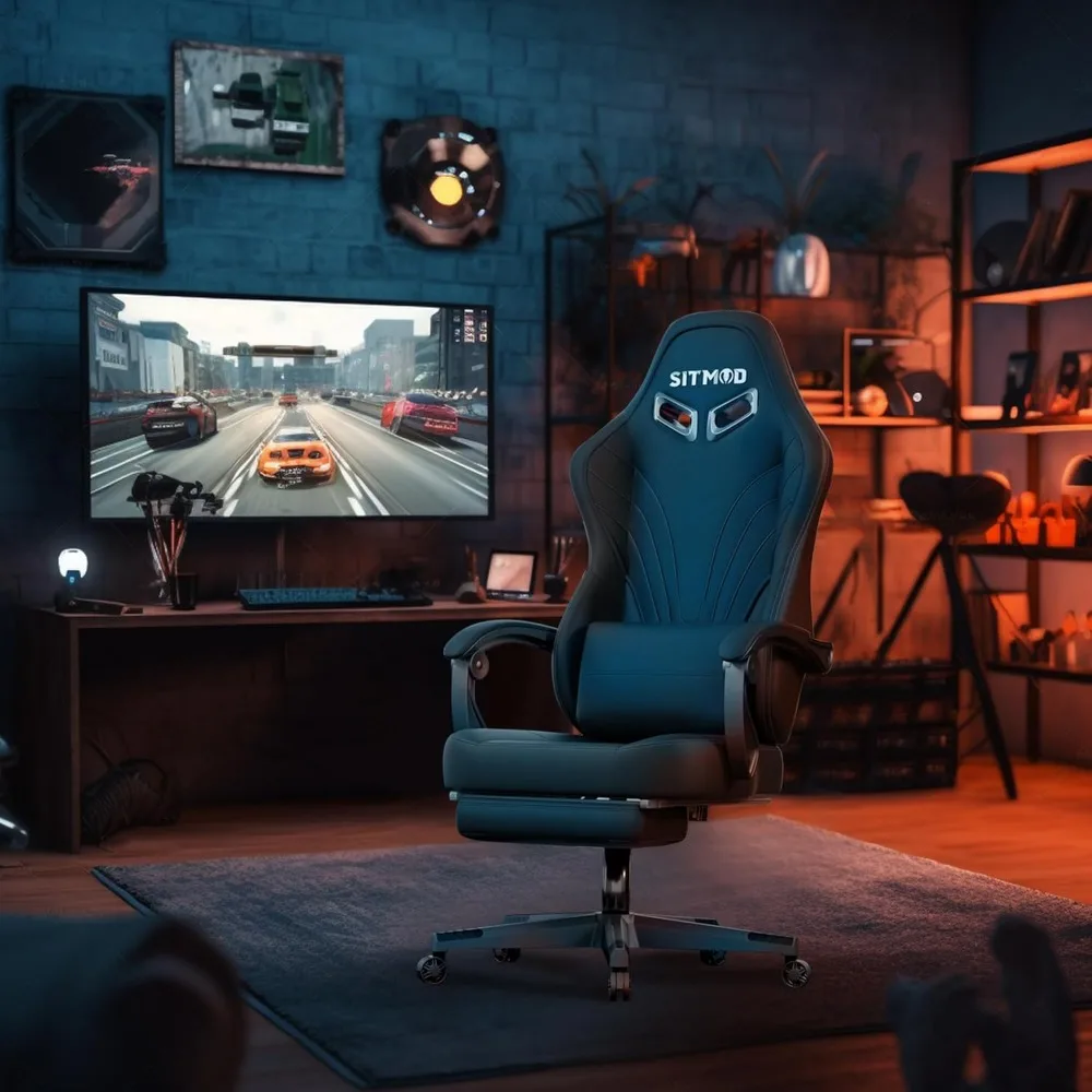 Gaming Chair, Computer Chair with Footrest and Lumbar Support, Ergonomic Big and Tall Gaming Chair, Office Chair with Massage