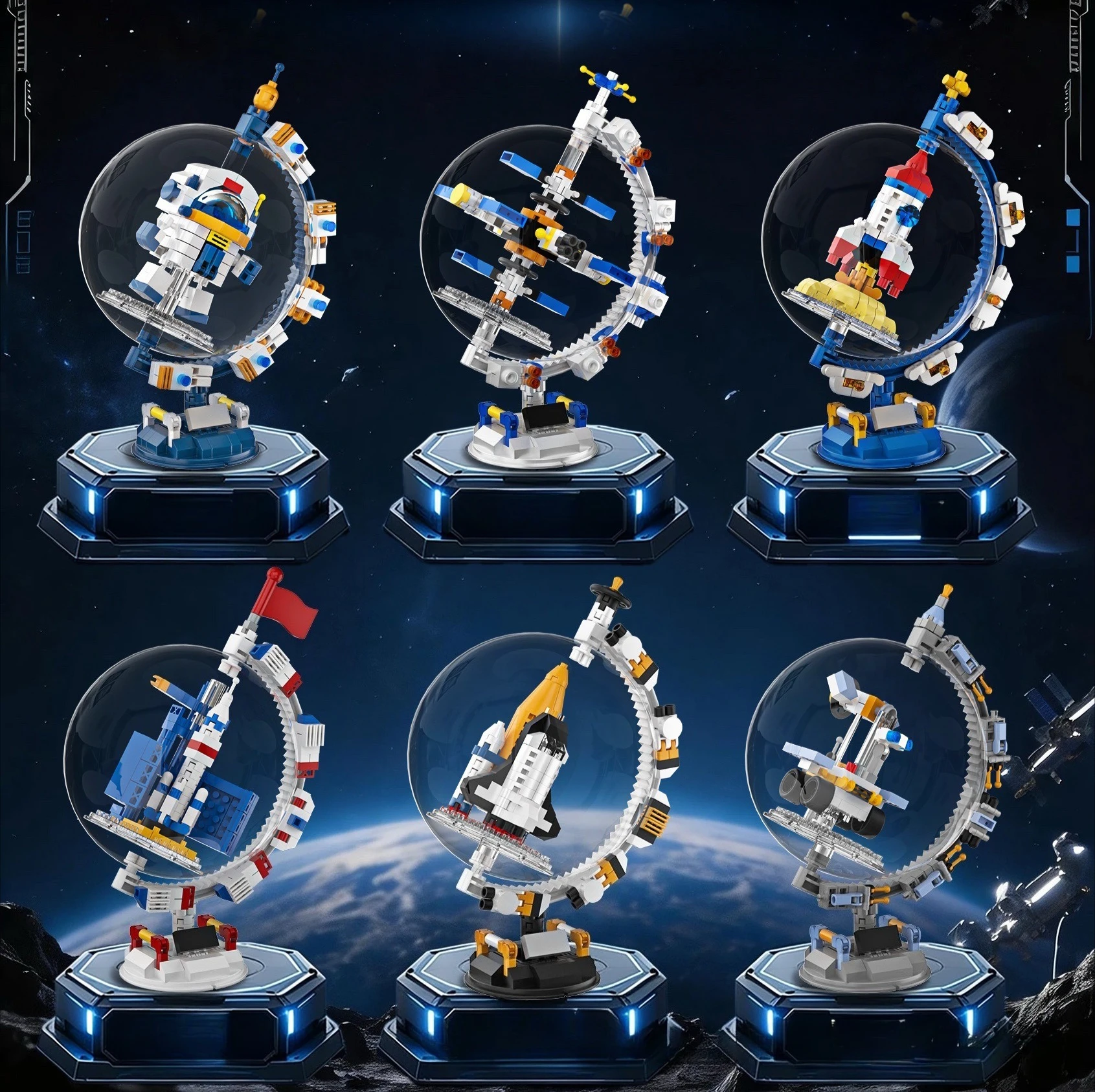 宇宙地球儀ビルディングブロックセット-diy-回転可能な地球模型-宇宙飛行士ランドマーク付き-ビルディングタイタニックフィギュア-デスクトップオーナメントギフト