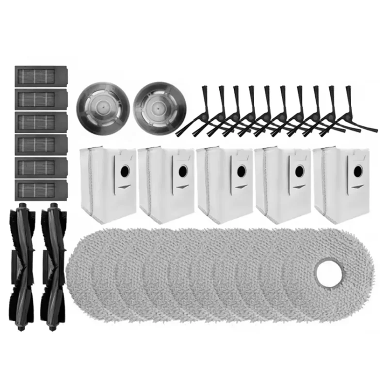 ABXH 35PCS For Ecovacs Deebot X2 Omni / X2 Pro / X2 Vacuum Cleaner Parts Main Side Brush HEPA Filter Mop Cloth Dust Bag