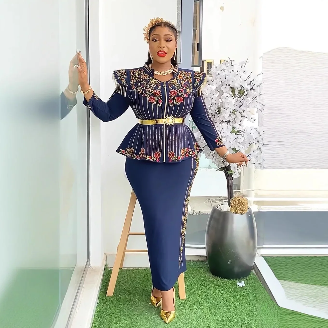 

African Clothes for Women Two Piece Sets Tops And Skirts Suits Dashiki Ankara Turkey Outfits Gown Plus Size Wedding Party Dress