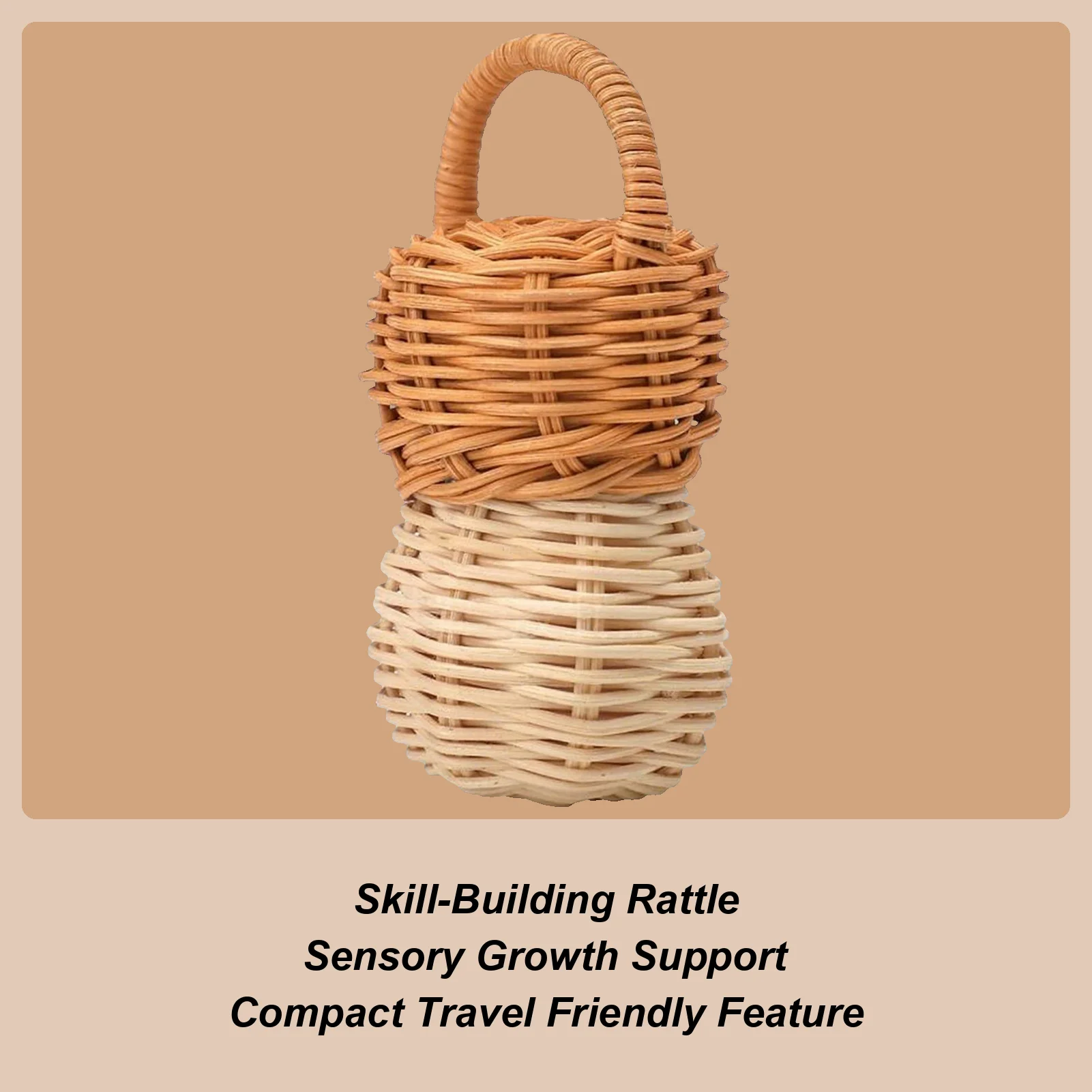 Babyrammelaar Speelgoed Rotan Tafelbel Rustgevend Speelgoed Handrammelaars Natuurlijke Veilige Tafelbel Zintuiglijk Ontwikkelingsspel voor Baby Play Home