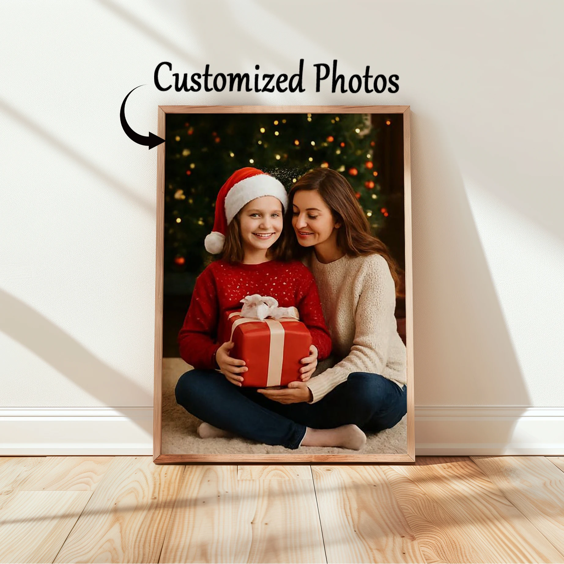 Custom Photo Canvas Unframed Fabric Poster for Family,Personalized Wall Art,Christmas Memory Gift,Festive Gallery Wall Decor