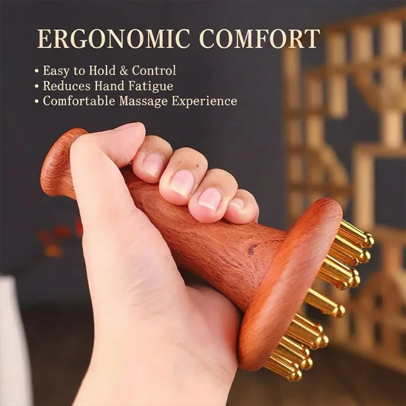 Brass Gua Sha Wooden Massage Tools Meridian Body Care Full Body Gua Sha Home Spa Body Massager Beauty Health AMS11