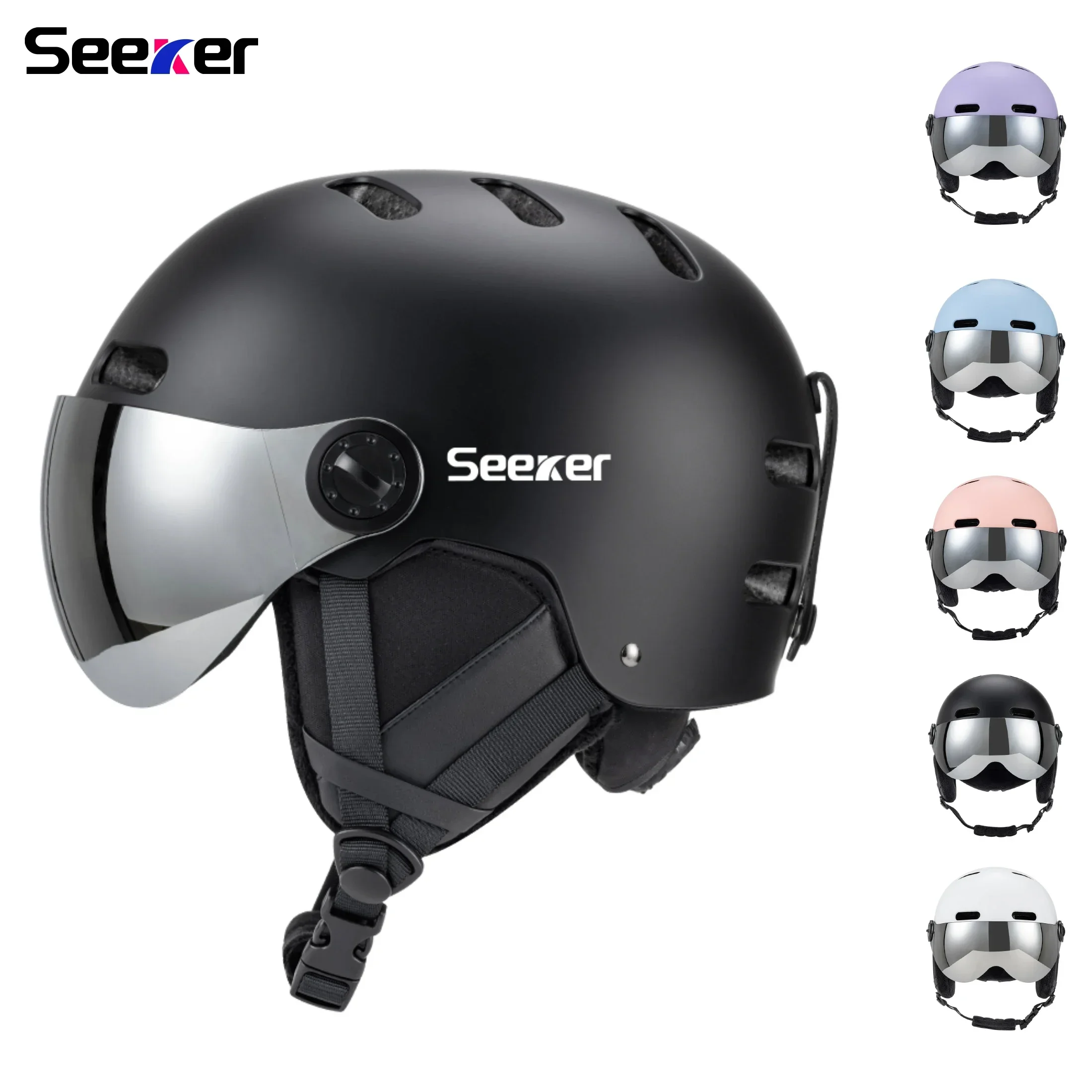 Seeker Ski Helmet with Goggles Winter Snow Helmet Outdoor Sports Alpine Skiing Skating Helmet Adult Men's and Women's Ski Helmet