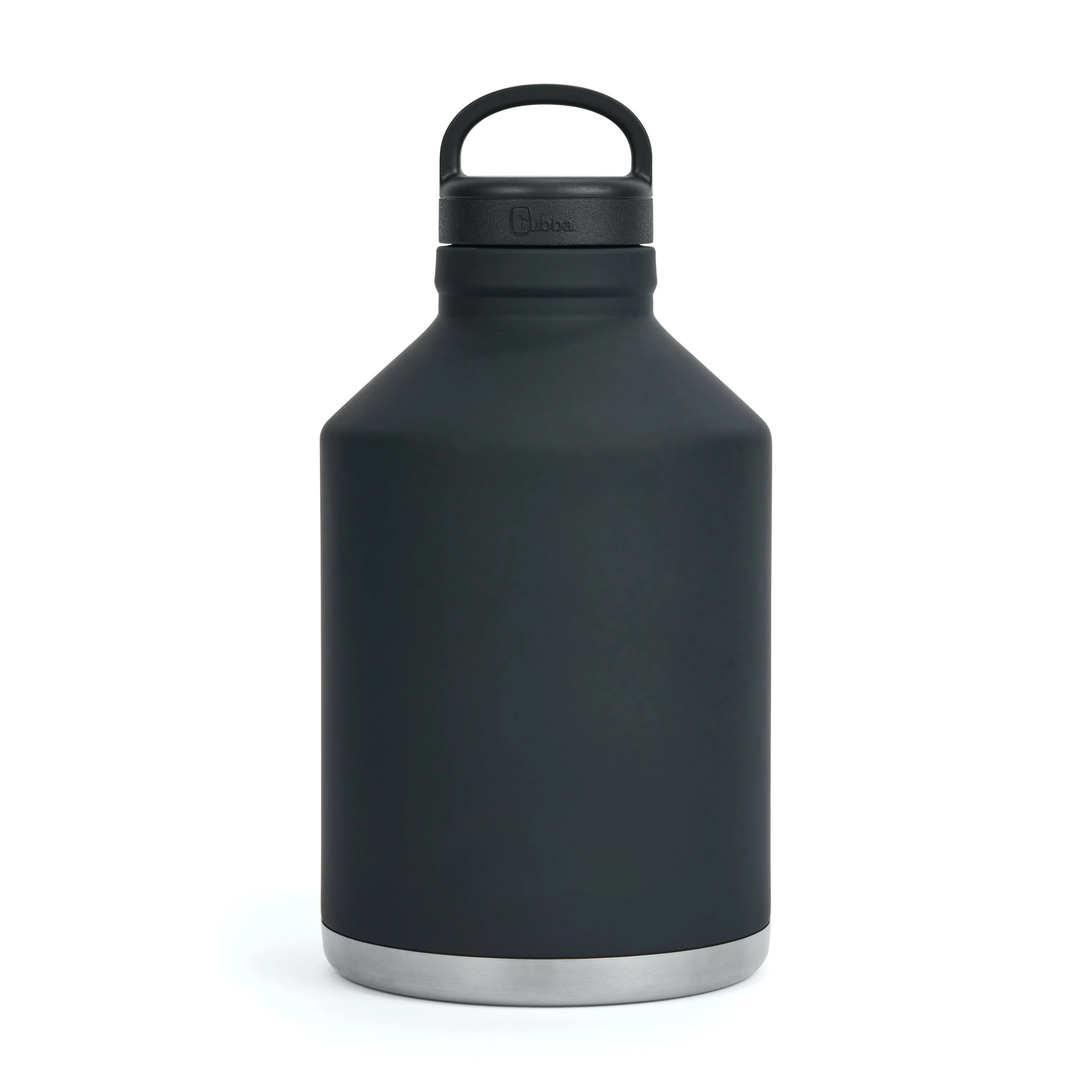 

Growler Stainless Steel Water Bottle with Wide Mouth Rubberized in Black, 84 fl. oz.