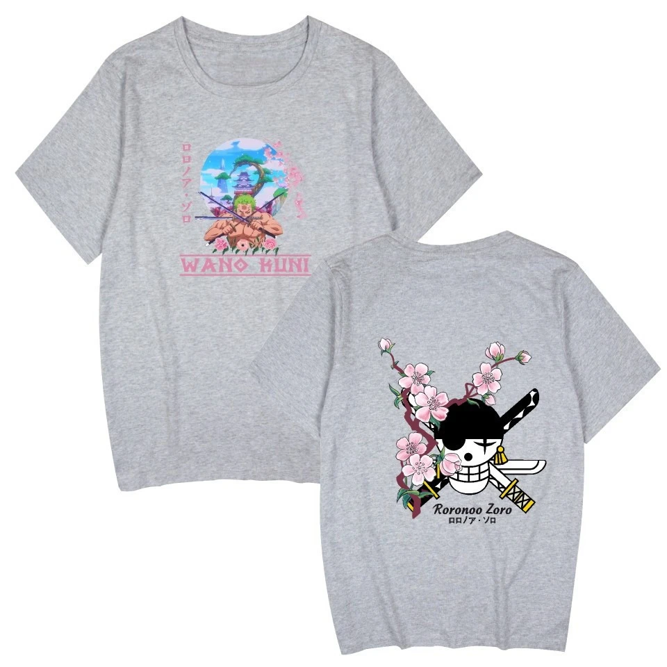 Bandai One Piece Anime Grafik Baumwoll-T-Shirt Sommer Rundhals Übergröße Lässiges Kurzarm-T-Shirt für Unisex