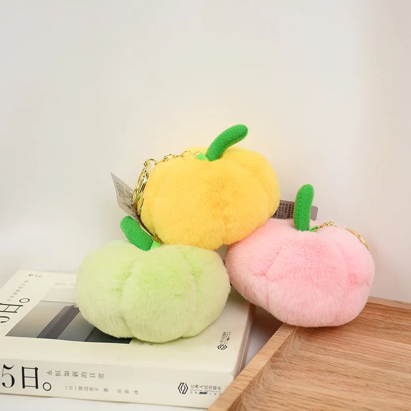 Cartoon vegetables pumpkin plush toy pendant delicate niche car key chain accessories backpack hanging gifts new explosion