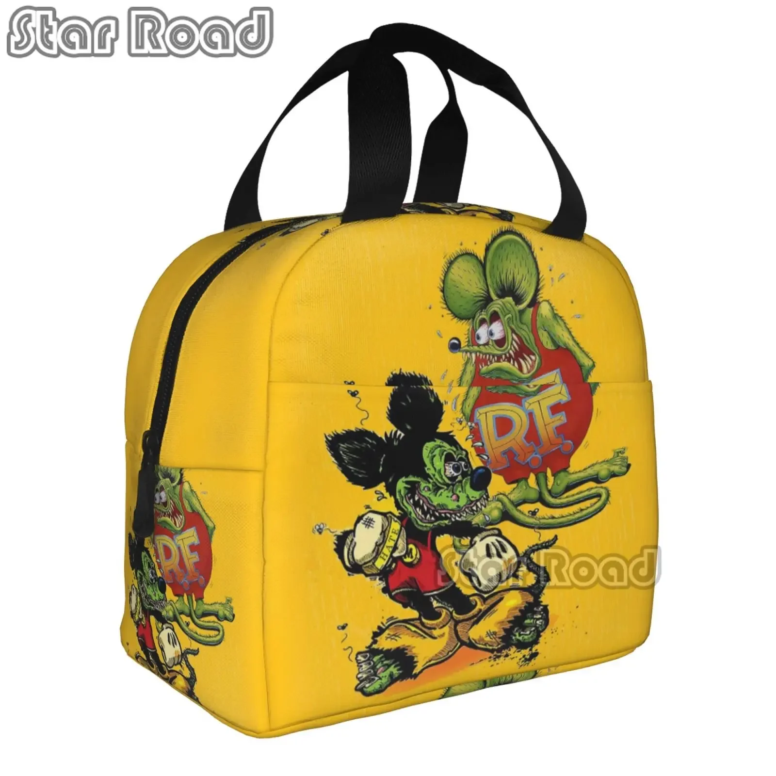 Cartoon Anime Kawaii Rat Fink Lunch Bag Waterproof Insulated Oxford Cooler Bag Thermal Cold Food Picnic Lunch Box for Women Girl