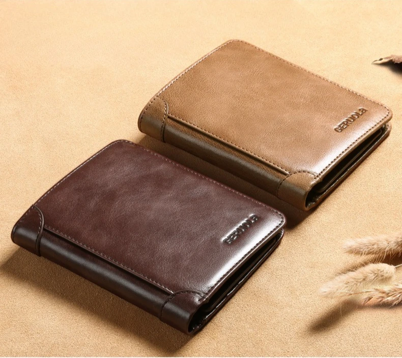 

Классический стильный мужской кошелек из натуральной кожи, высококачественный короткий мужской кошелек с держателем для карт, первоклассная вощеная воловья кожа/ретро воловья кожа