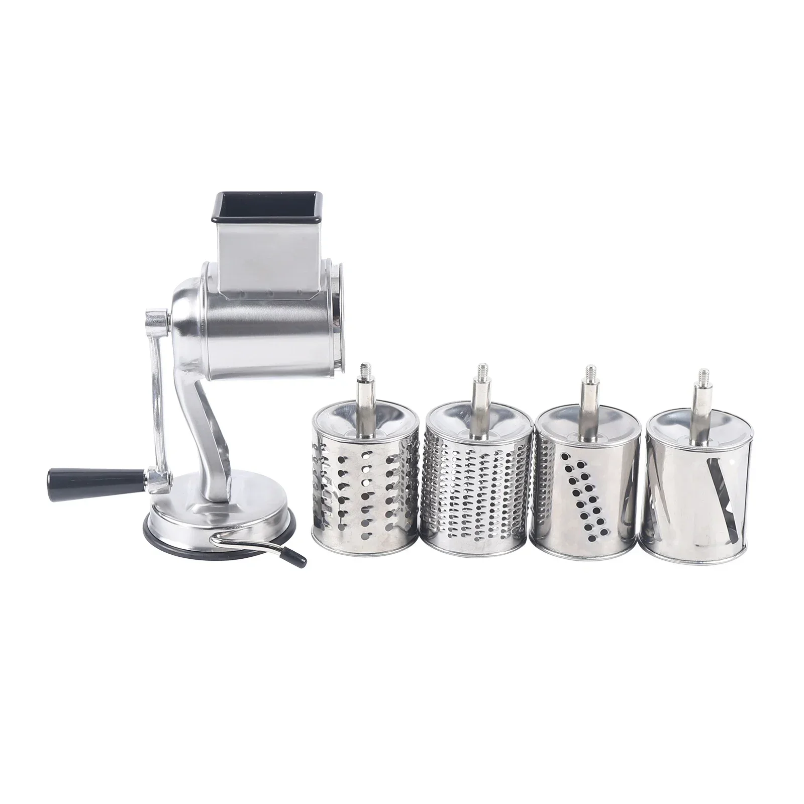 5-in-1 Rotary Cheese Grater Vegetable Slicer with Handle Stainless Steel, Kitchen Mandoline Slicer for Cucumbers, Lemons, Apples