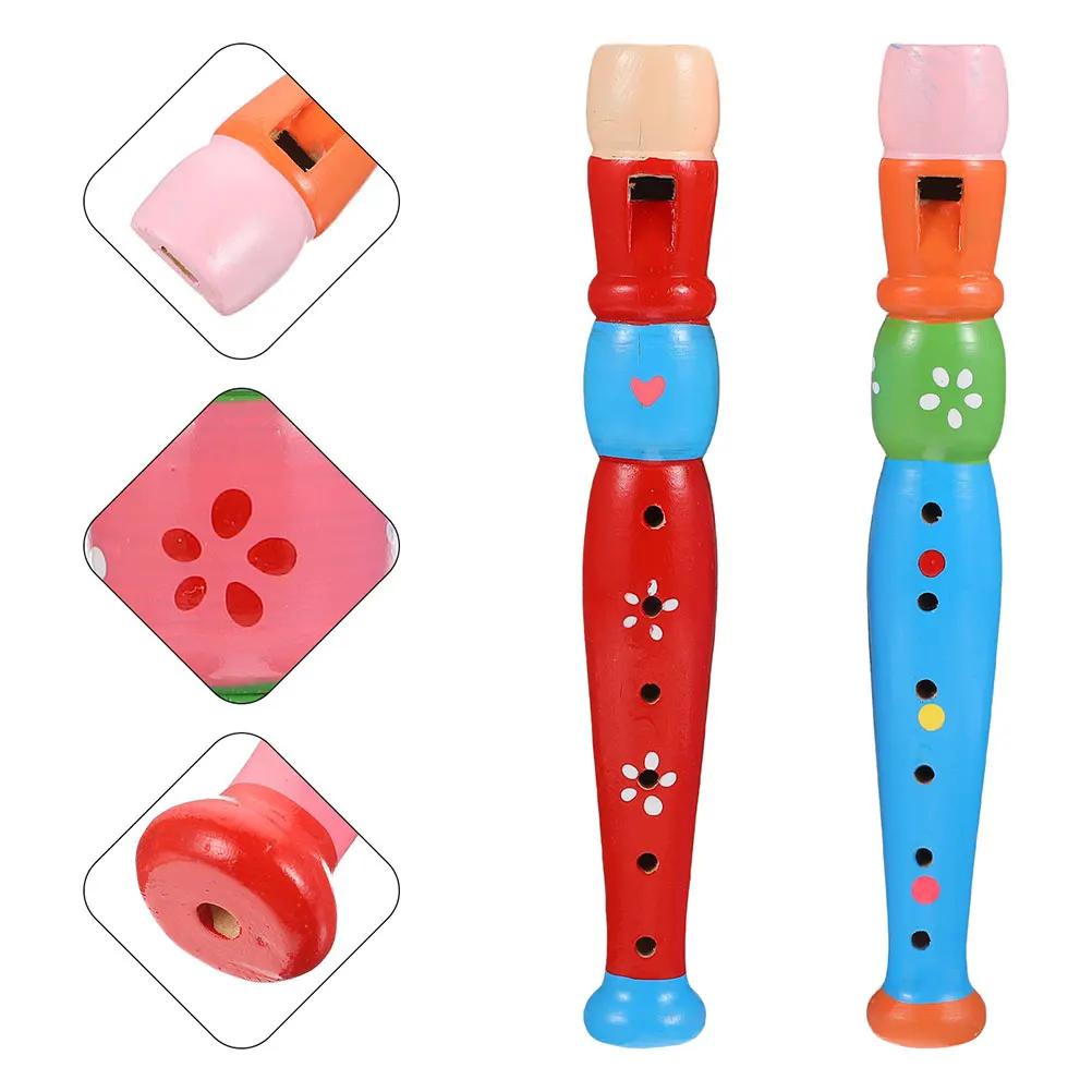 

2pcs Wooden Flute For Kids Creative Recorder Plaything Blowing Training Musical Instrument Colorful Lightweight Durable Safe