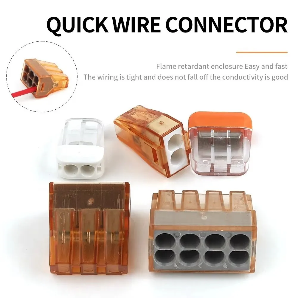 10PCS 2/3/4/5/6/8 Pin Wire Connector Push In Fast Wiring Electrical Connector Secure Contact Quick Connect Distribution Block