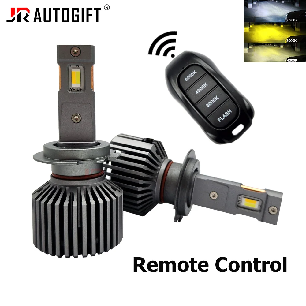 

1Pair X10B TriColor LED Headlight H4 H7 H1 H11 9005 HB3 9006 HB4 9012 with Remote Control Flashing Adjustable 3000K 4300K 6000K
