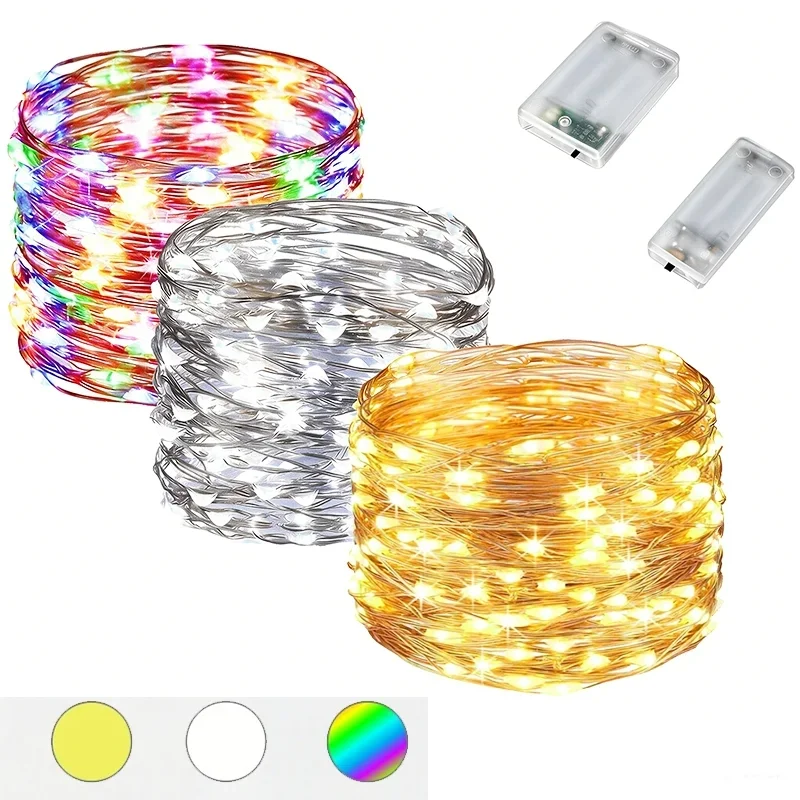 Christmas Decor LED Fairy Lights String Lights 10-200 LEDs Battery Operated  for Christmas Garland Holiday Home Ornamen Lighting