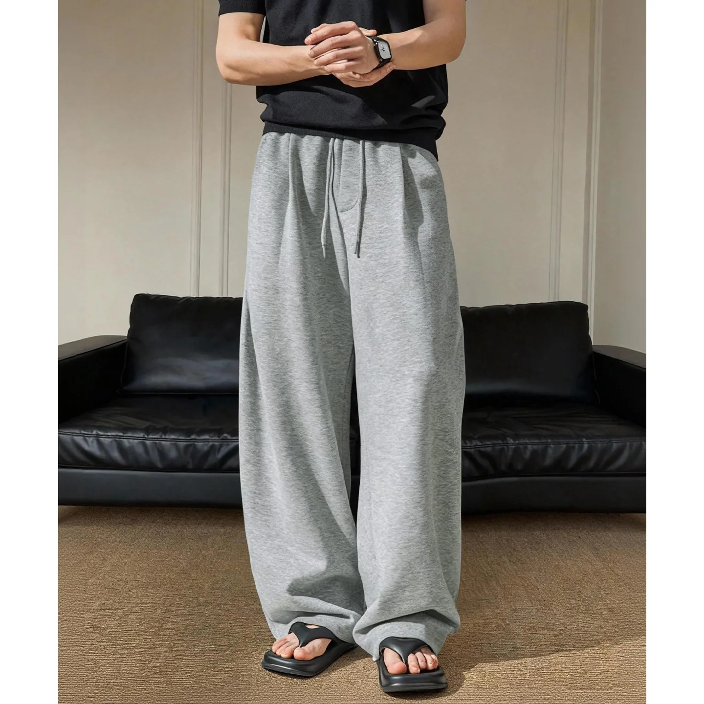 

TFETTERS 2026 Весенняя новинка: Мужские свободные спортивные брюки-джоггеры с 3D-плиссировкой и изогнутым кроем, оверсайз, повседневные, для спорта