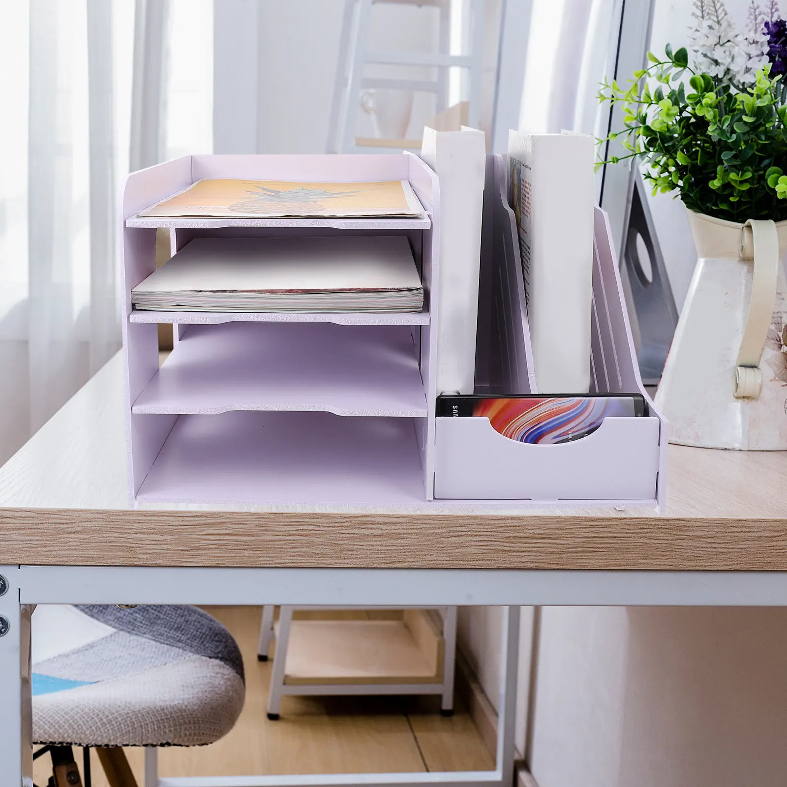 

1 шт. Настольная подставка для документов, прочная полка для хранения книг, файлов и бумаг, идеально подходит для организации рабочего кабинета или общежития.