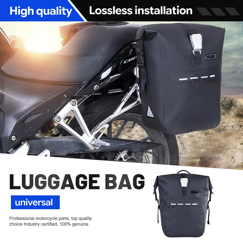 Motorcycle Universal Motorcycle Side Bag TPU Material Saddle Bag 30L 35L Waterproof Travel Tail Bag Motorcycle Touring Equipment