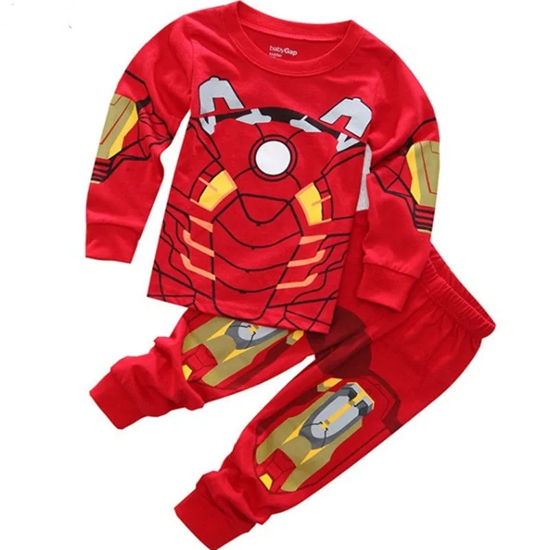 Marvel Avengers Super Hero Spider-Man Captain America Batman Cartoon Children\'s Clothes Long Short Sleeve Suit Pajamas Gift