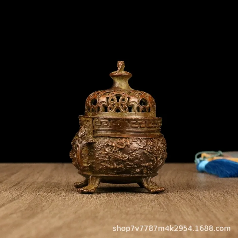 Brass alloy craft four-legged nine-dragon incense burner home decoration ornament