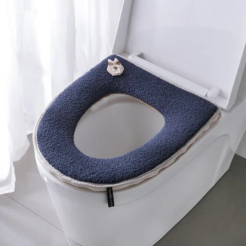 Toilet Seat Cute Teddy Velvet Toilet Seat Cover Winter Zipper Type Toilet Seat Warm Cover Gasket Accesorios Para Baño