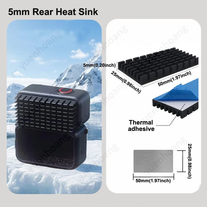 1PCS For DJI NANO Aluminum Alloy Heat Sink Cooling Fin Thermal Heat Dissipation Pad Overheat Prevention for Outdoor Recording - view 3