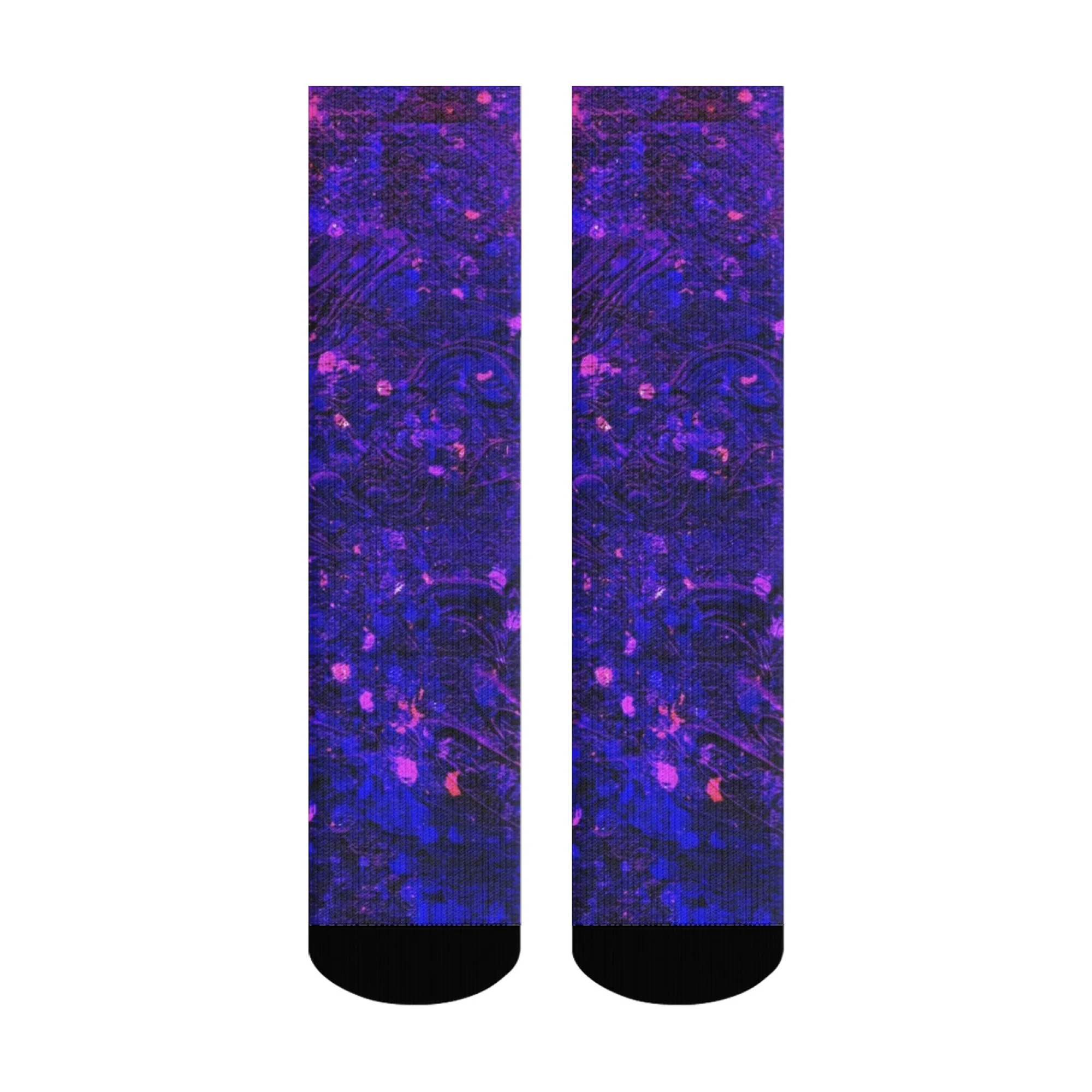 男性 女性 サイケデリックな抽象的な靴下 芸術的な紫ピンクのグラデーションデザイン アート愛好家やニッチスタイルファンのための快適な靴下