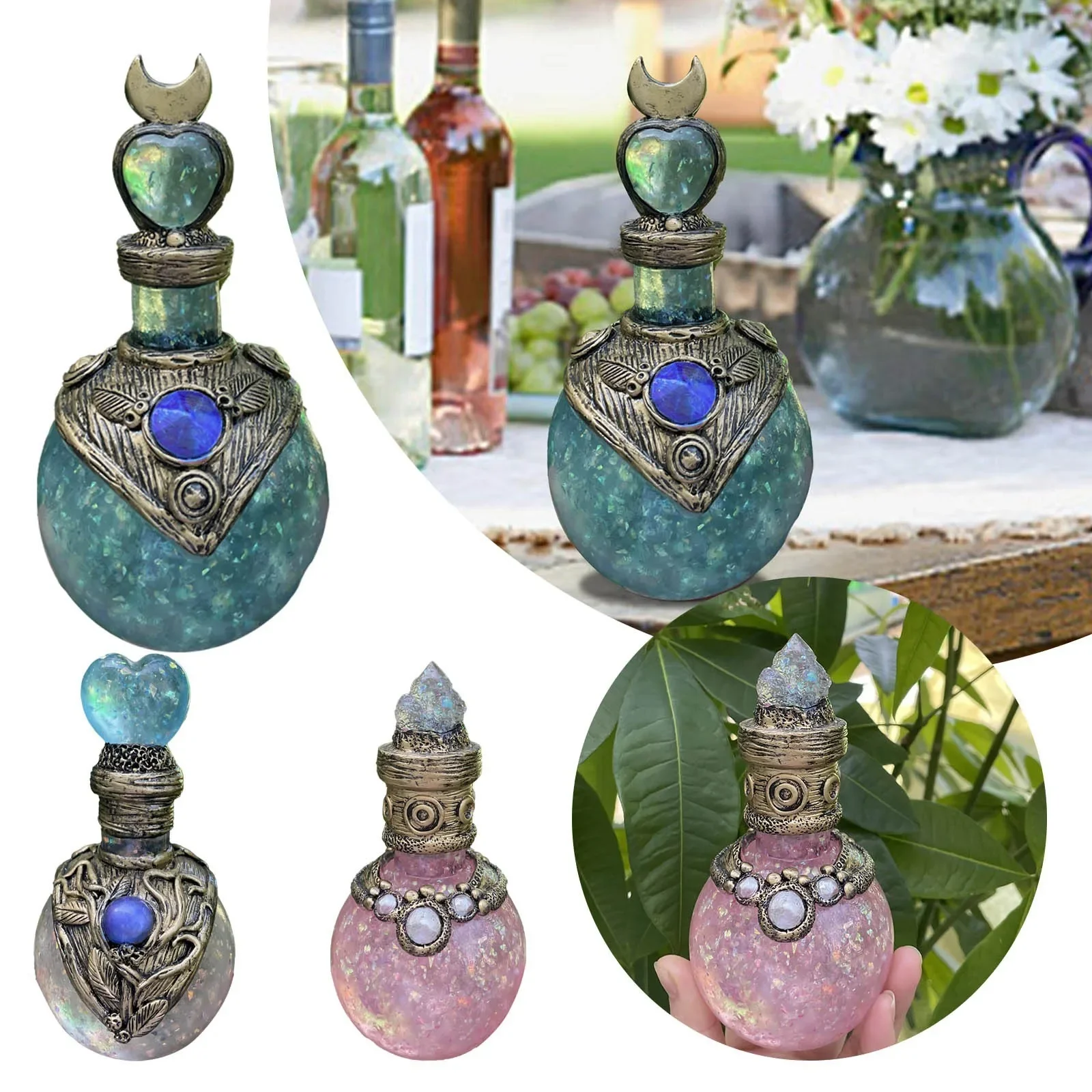 3pcs Magic Potion Bottle Decoration Ornament Home Garden Design Resin Crafts Decoration Creative Ornament