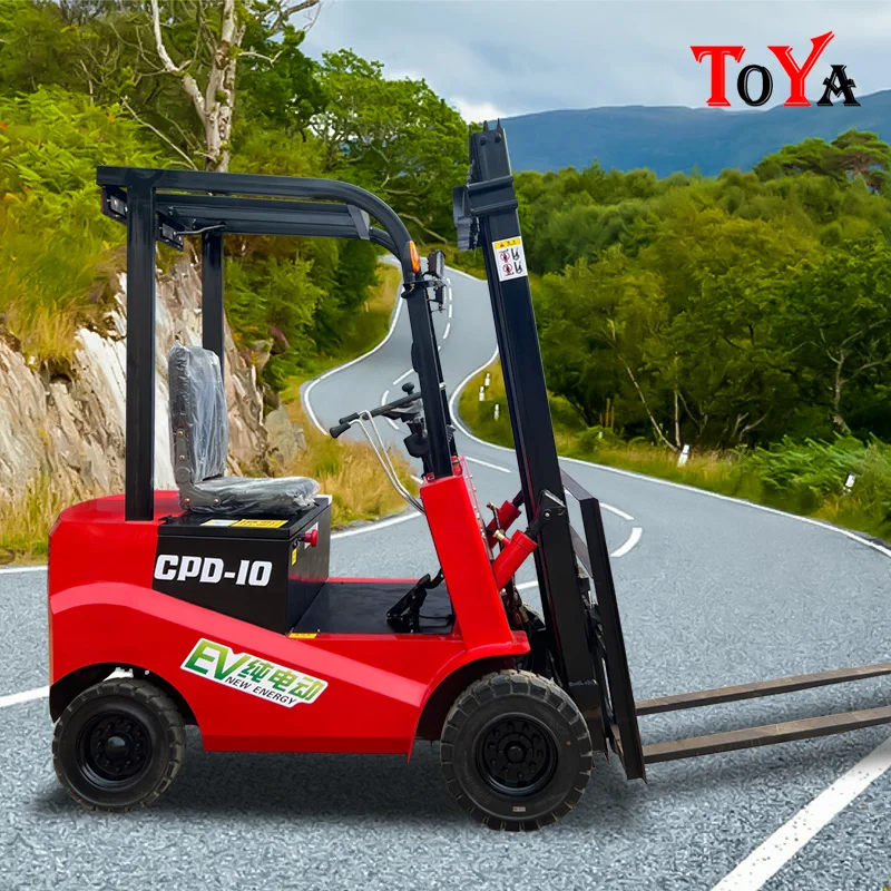 Compact forklift competitive price 1000KG loading capacity four wheels driven for removing goods used in narrow aislecustomized