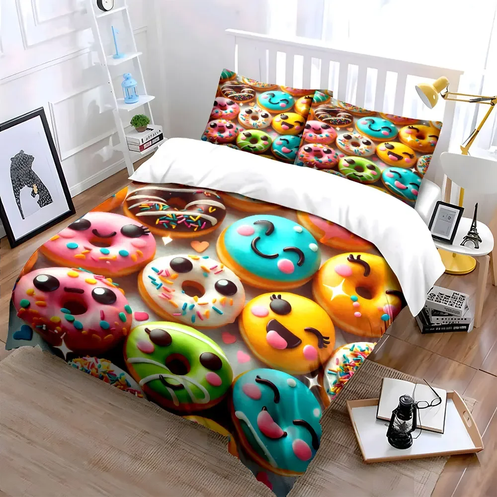 Cute Donut Decoration Bundle Multiple sizes kid's and adults' bedroom Exquisite 3PC bedding set, gift