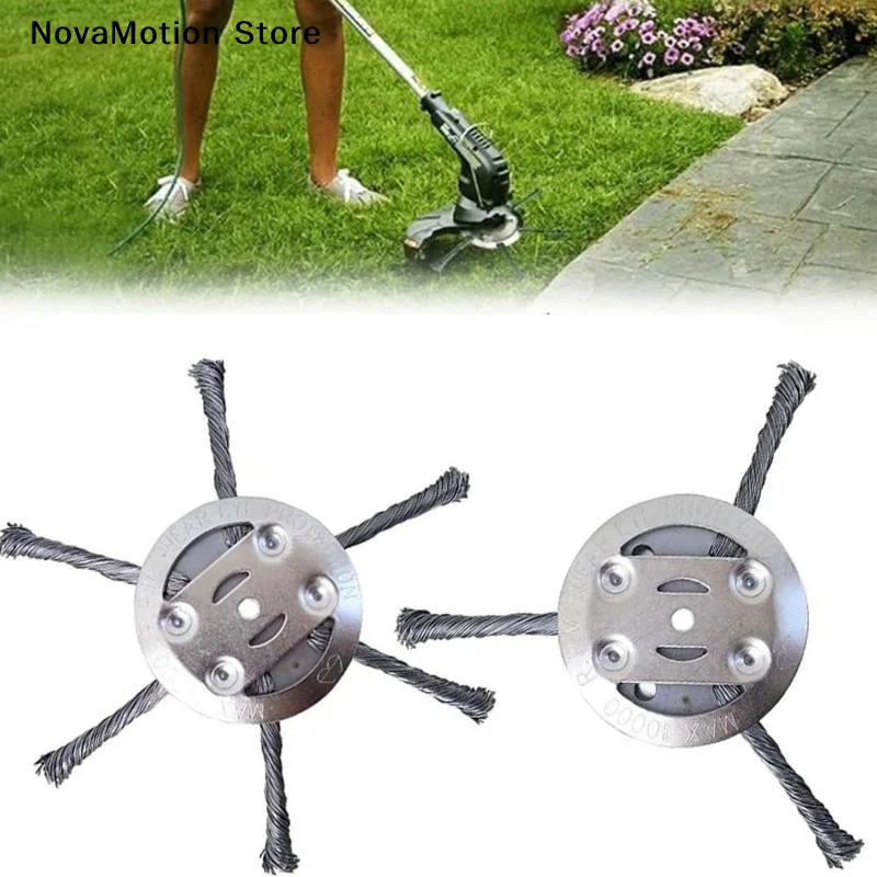 [NM]1/2pcs 6 Inch Steel Wire Wheel Head Grass Trimmer Head Universal Weed Brush Fit Straight Shaft Brushcutter Removal Moss Rust