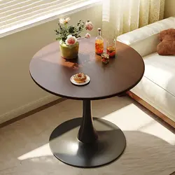 Tulip White Small Round Table Internet Celebrity Reception Negotiation Balcony Bedroom Home Milk Tea Shop Walnut Dining