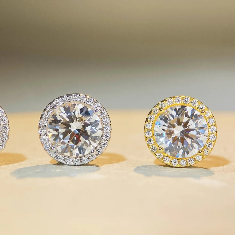 

Серьги-гвоздики из стерлингового серебра S925 с муассанитом 1 карат, круглые, в стиле легкой роскоши, для мужчин и женщин.