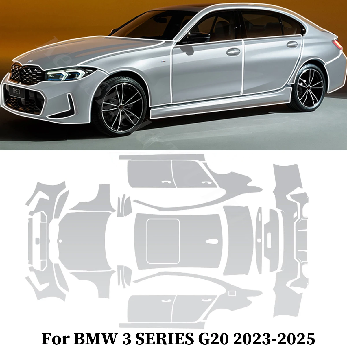 

For BMW 3 SERIES G20 2023-2025 TPU Paint Protection Film Pre-cut PPF Clear Cover Anti-Scratch Car Body Resistant Repairable Kit