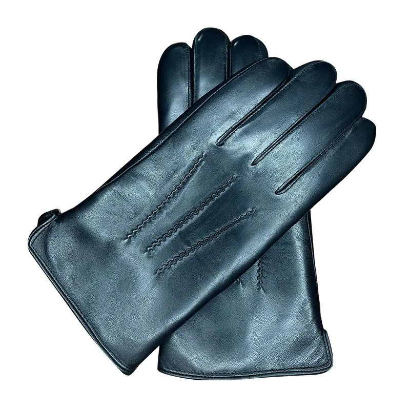 Russian Men's Winter Warm Sheepskin Thickened and Piled Fur Integrated Liner Leather Gloves Russia