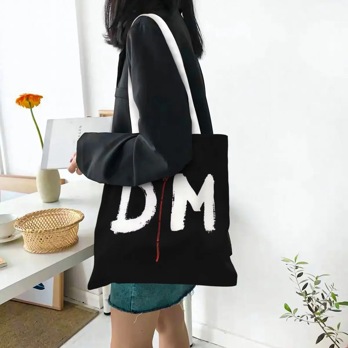 Tas Belanja Elektronik Rock Depeche Cool Mode Kanvas Tas Tote Lipat untuk Wanita Tas Tangan Travel Tote Bahu
