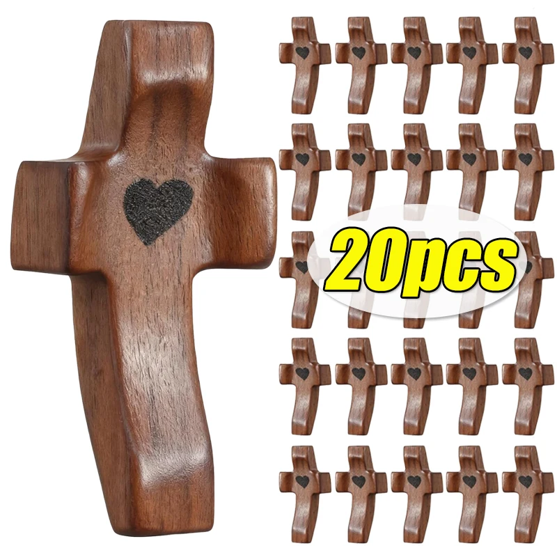 Mini Handheld Pocket Cross Wooden Small Cross Christian Gifts Baptism Prayer Crucifix Decoration Gifts DIY Crafts Accessories