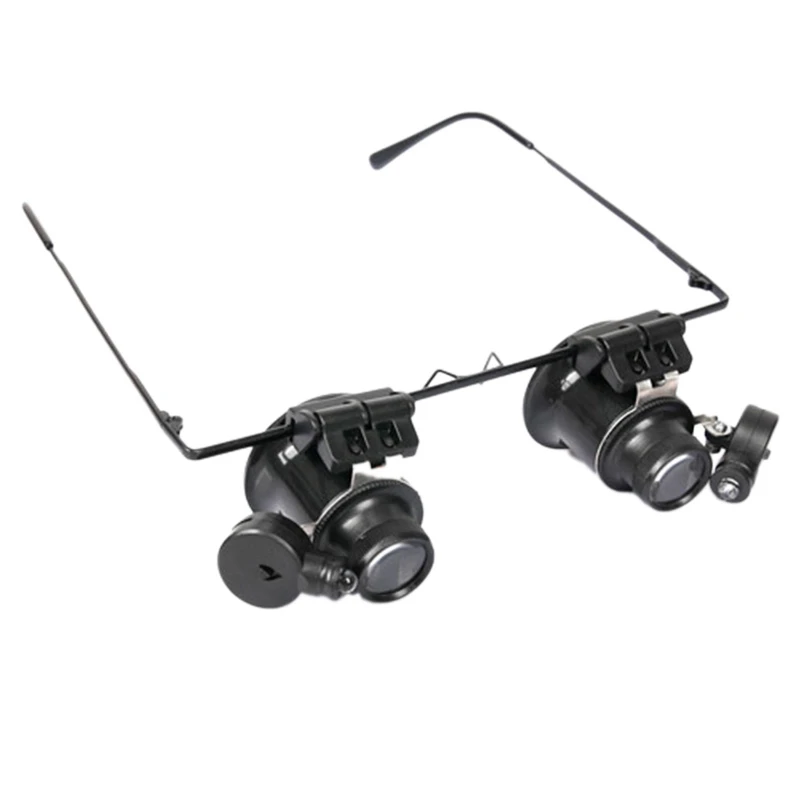 9892A-II 20X Glasses Magnifier Binocular With Led Light Adjustable Repair Magnifier