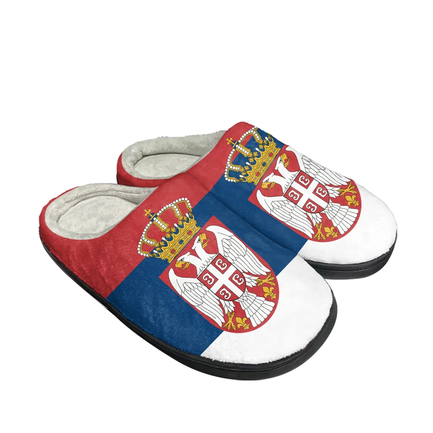 Serbian Flag Home Cotton Custom Slippers Mens Womens Sandals Serbia Plush Bedroom Fashion Casual Keep Warm Shoes Thermal Slipper