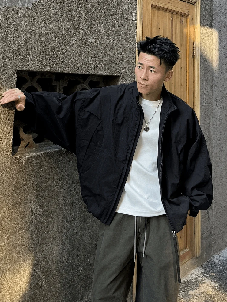 

Bla ort Широкий Boxy Pilot Jaet Мужское осенне-весеннее пальто в американском стиле с воротником-стойкой и воротником-стойкой