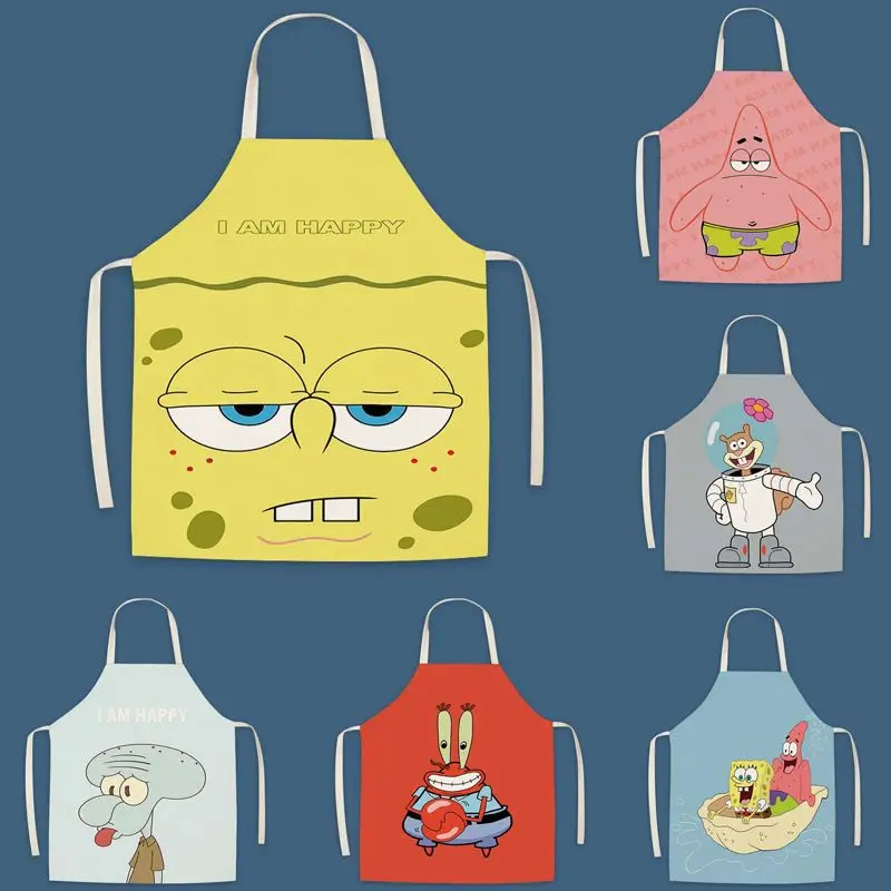 Delantal de Cocina de Uso Doméstico con Diseño de Anime de Bob Esponja, Estilo Creativo, Kawaii, Bonito y Novedoso